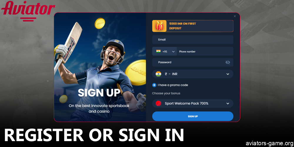 Register or sign in before starting to play Aviator