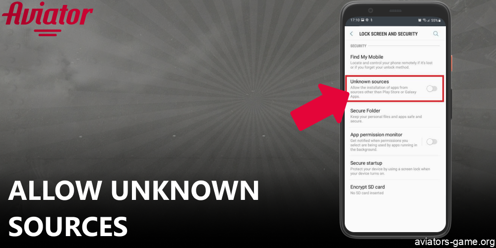 Allow unknown sources to install the Aviator app