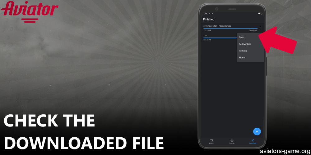 Check the downloaded Aviator installation file