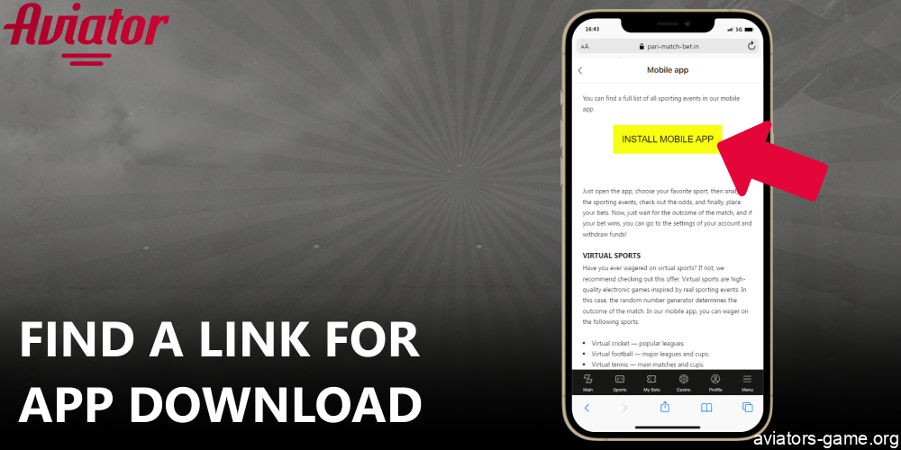 Find the Aviator app download link