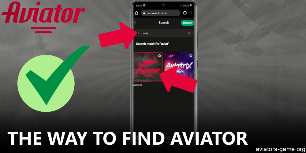 Instruction on how to find Aviator on Parimatch mobile app