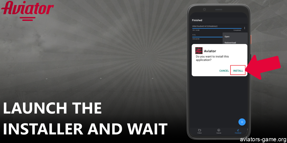 Launch the Aviator app installer and wait