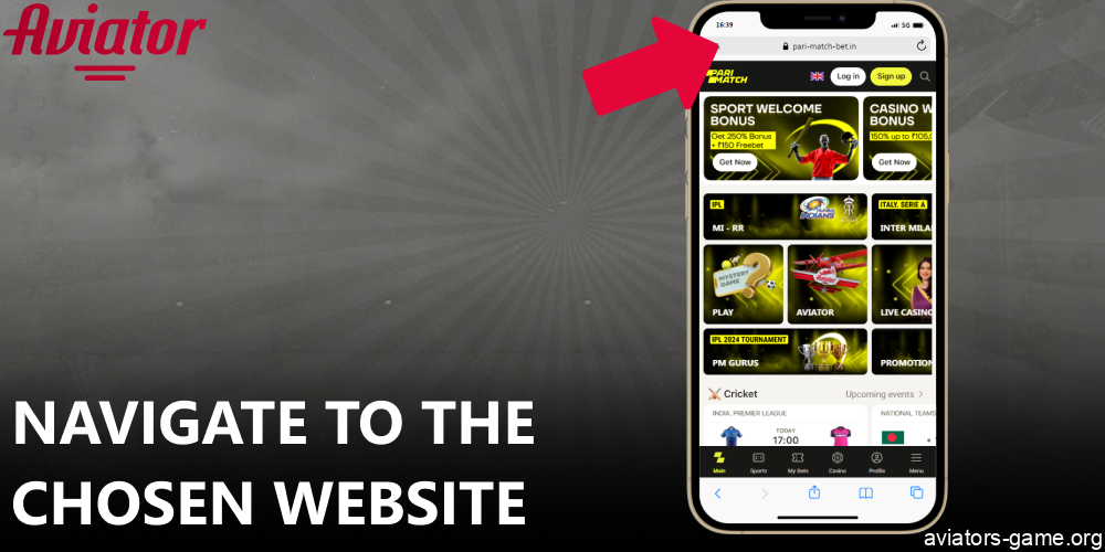 Navigate to the chosen website to start downloading Aviator