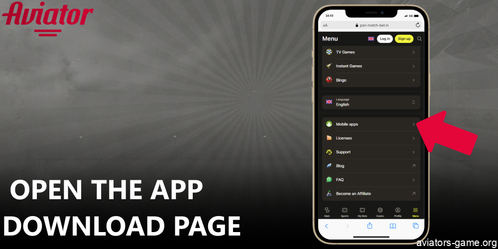 Open the Aviator app download page