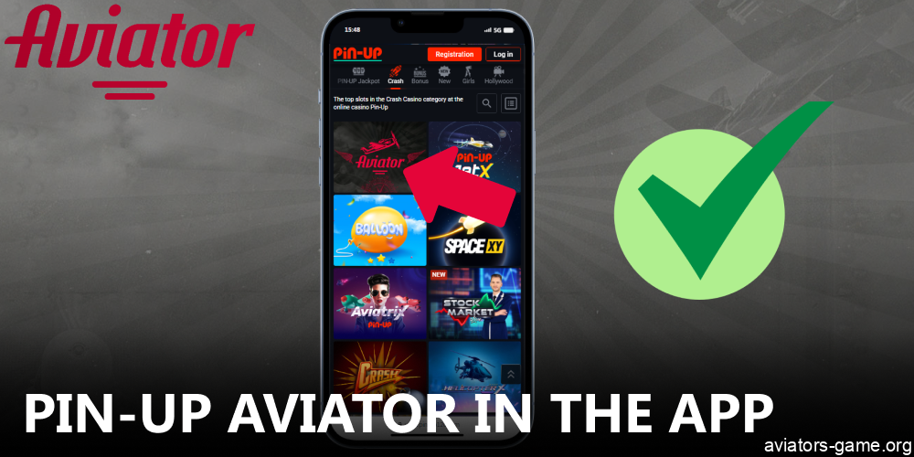 Instructions on locating Aviator game in the Pin-Up mobile app