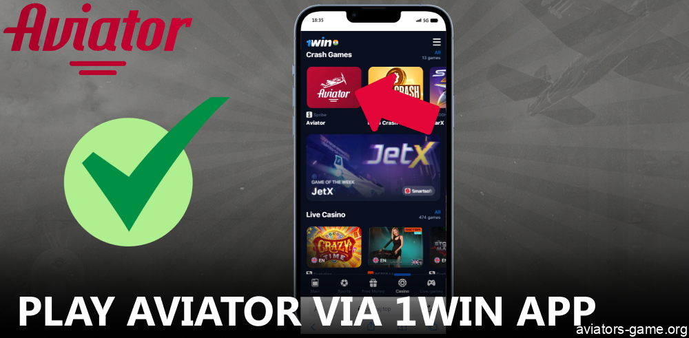 Instruction on how to find Aviator on 1win mobile app