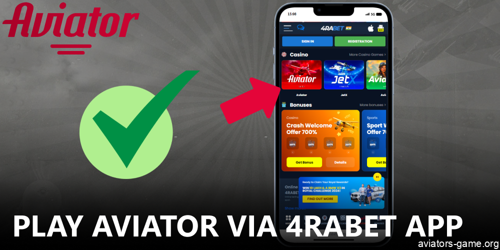 Instruction on how to find Aviator on 4rabet mobile app