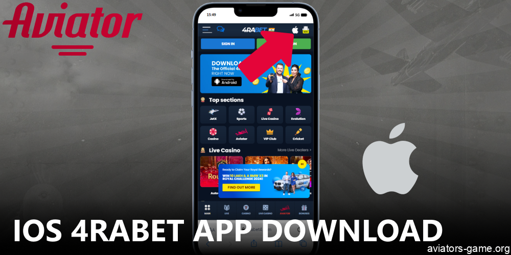 Instruction on downloading 4rabet Aviator App on iOS